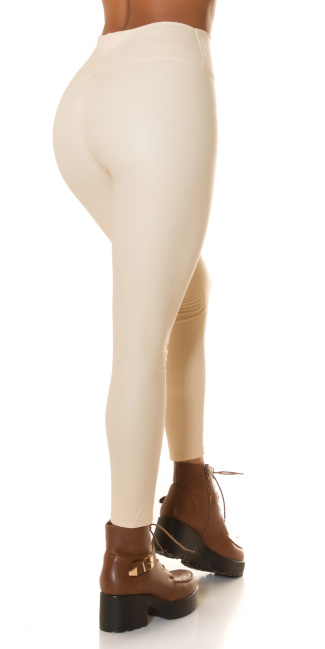 Curvy girls size! wetlook thermo leggings beige